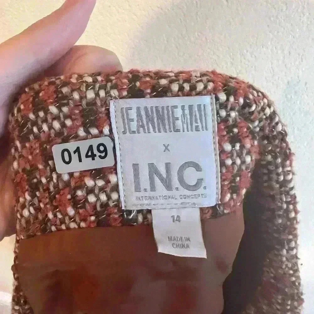 INC Jeannie Mai x Collab Davenport‎ Pocket tweed Skirt size 14